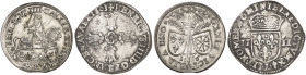 EUROPA. FRANKREICH. - Königreich. Henri IV., 1589-1610.&nbsp;&nbsp; 
 Lot von 2 Stück: 1/4 Écu 1603, L - Bayonne, versilberter Messingjeton 1596, Nür...
