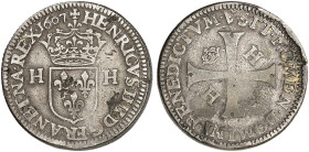 EUROPA. FRANKREICH. - Königreich. Henri IV., 1589-1610.&nbsp;&nbsp; 
 Douzain aux croissants 1607, Paris, Piéfort in 4-fachem Gewicht (10,0 g).
Dupl...