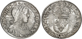 EUROPA. FRANKREICH. - Königreich. Louis XIV., 1643-1715.&nbsp;&nbsp; 
 1/2 Écu à la mèche longue 1652, C - Saint Lô.
Dupl. 1470, Gad. 169 ss