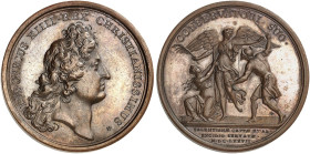 EUROPA. FRANKREICH. - Königreich. Louis XIV., 1643-1715.&nbsp;&nbsp; 
 Bronzemedaille 1677 (unsigniert, von J. Mauger u. T. Bernhard, 41,2 mm), auf d...