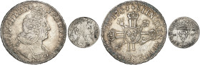 EUROPA. FRANKREICH. - Königreich. Louis XIV., 1643-1715.&nbsp;&nbsp; 
 Lot von 2 Stück: Écu aux 8 L 1704, Mzst. nicht lesbar, 2. Typ, Fosdinovo, Mari...