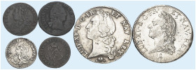 EUROPA. FRANKREICH. - Königreich. Louis XV., 1715-1774.&nbsp;&nbsp; 
 Lot von 6 Stück: U. a. 1/10 Écu 1726, N - Montpellier, Double Sol 1739, R - Orl...