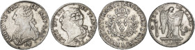 EUROPA. FRANKREICH. - Königreich. Louis XVI., 1774-1792.&nbsp;&nbsp; 
 Lot von 2 Stück: Écu aux rameaux d'olivier 1786, L - Bayonne, Constitution, Éc...
