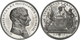 EUROPA. FRANKREICH. Consulat, 1799-1804, Bonaparte Premier Consul, 1801-1804.&nbsp;&nbsp; 
 Zinnmedaille 1801 (unsigniert, 43,0 mm), auf den Frieden ...