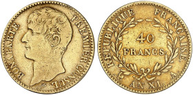 EUROPA. FRANKREICH. Consulat, 1799-1804, Bonaparte Premier Consul, 1801-1804.&nbsp;&nbsp; 
 40 Francs AN XI (1802-1803), A - Paris.
Friedb. 479, Gad...