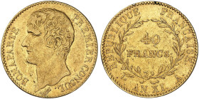 EUROPA. FRANKREICH. Consulat, 1799-1804, Bonaparte Premier Consul, 1801-1804.&nbsp;&nbsp; 
 Ein zweites Exemplar.
Gold ss