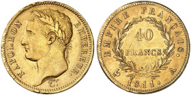 EUROPA. FRANKREICH. - Königreich. Napoléon I., 1804-1814.&nbsp;&nbsp; 
 40 Francs 1811, A - Paris.
Friedb. 505, Gad. 1084, Schlumb. 53 Gold min. Rdf...