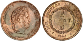 EUROPA. FRANKREICH. - Königreich. Louis Philippe I., 1830-1848.&nbsp;&nbsp; 
 Essai de 5 Centimes au coq de Domard o. J. (1831-1842), A - Paris.
Gad...