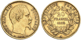 EUROPA. FRANKREICH. Louis Napoléon Bonaparte, Président, 1848-1852.&nbsp;&nbsp; 
 20 Francs 1852, A - Paris.
Friedb. 568, Gad. 1060, Schlumb. 257 Go...