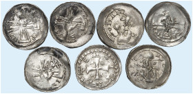 EUROPA. - METZ. - Bistum. Bertram, 1180-1212.&nbsp;&nbsp; 
 Lot von 7 Stück: Pfennige. Conrad von Scharfenberg (1212-1224). Büste / Hand auf Kreuz (2...