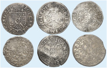 EUROPA. - STRASBOURG. - Bistum.&nbsp;&nbsp; 
 Lot von 6 Stück: Groschen 1584, 1601, 1604, Halbbatzen 1575, 1578 (2x).
s, ss