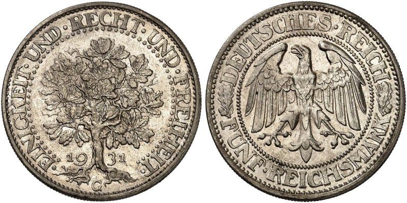 KURS - UND GEDENKMÜNZEN. 5 RM - Kursmünze "Eichbaum". J. 331, EPA 5/64&nbsp;&nbs...