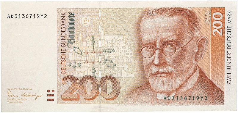 Bundesrepublik Deutschland.&nbsp;&nbsp; 
 Lot von 4 Scheinen: 10, 50, 100, 200 ...