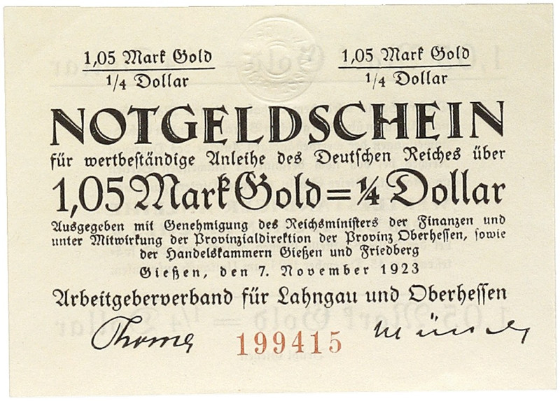 NOTGELD. HESSEN. Gießen, Landkreis.&nbsp;&nbsp; 
 Lot von 25 Scheinen: Gießen, ...
