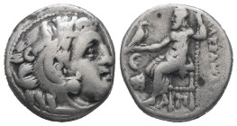 Kings of Thrace (Macedonian). Lysimachos, 305-281 BC. AR Drachm. 4.24 g - 16.68 mm. Kolophon. In the name and types of Alexander III of Macedon.