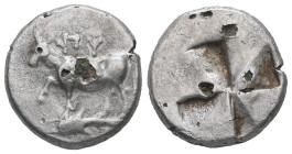 Thrace, Byzantion. AR Half Siglos. 2.99 g - 17.08 mm. Circa 387/6-340 BC.