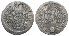 Croatia, Ragusa. 1 Grosetto 1646. AR. 0.60 g - 16.96 mm.