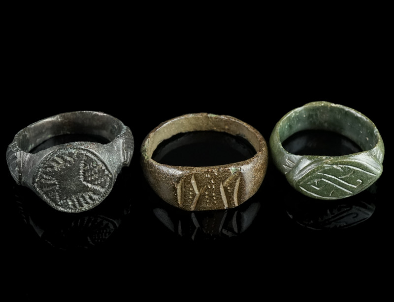 Three Medieval/Early Modern Bronze Rings
Circa 14th-16th century AD.
Three rings...