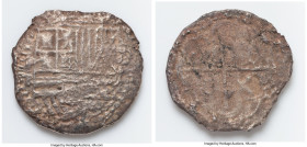 Philip II "San Martin" Cob 8 Reales ND (1589-1591) P-RL VF (Shipwreck Effect), Potosi mint. 15.07gm. Accompanied by COA. Salvaged from the "San Martin...