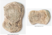 Philip III "Santa Margarita" Cob 8 Reales ND (1612-1616) P-Q XF (Shipwreck Effect), Potosi mint, KM10, Cal-916. 13.14gm. Grade III. Salvaged from the ...
