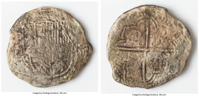 Philip III "Santa Margarita" Cob 8 Reales ND (1612-1616) P-Q XF (Shipwreck Effect), Potosi mint, KM10, Cal-916. 21.68gm. Grade III. Salvaged from the ...