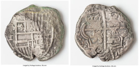 Philip III "Santa Margarita" Cob 8 Reales ND (1618-1621) P-T XF (Shipwreck Effect), Potosi mint, KM10, Cal-Type 165. 20.44gm. Grade III. Salvaged from...