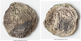 Philip III "Santa Margarita" Cob 8 Reales ND (1598-1621) XF (Shipwreck Effect), Potosi mint, KM10. 20.27gm. Grade III. Salvaged from the Santa Margari...
