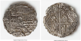 Philip III "Atocha" Cob 8 Reales ND (1598-1621) XF (Shipwreck Effect), Potosi mint, KM10 (Castles & Lions Transposed variety). 20.40gm. Grade 3. Salva...