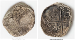Philip III "Santa Margarita" Cob 8 Reales ND (1598-1621) XF (Shipwreck Effect), Potosi mint, KM10. 19.57gm. Grade III. Salvaged from the Santa Margari...