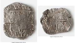 Philip III "Atocha" Cob 8 Reales ND (1598-1621) XF (Shipwreck Effect), Potosi mint, KM10 (Castles & Lions Transposed variety). 23.80gm. Grade 3. Salva...