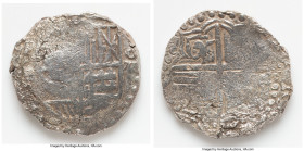 Philip III "Atocha" Cob 8 Reales ND (1598-1621) XF (Shipwreck Effect), Potosi mint, KM10. 24.80gm. Grade 3. Salvaged from the "Nuestra Señora de Atoch...