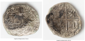 Philip III "Santa Margarita" Cob 8 Reales ND (1598-1621) XF (Shipwreck Effect), Potosi mint, KM10. 19.97gm. Grade III. Salvaged from the Santa Margari...