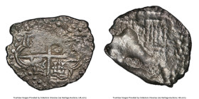 Philip III "Atocha" Cob 8 Reales (1598-1621)-P Fine Details (Saltwater Damage) PCGS, Potosi mint, KM10. 16.24gm. Salvaged from the "Nuestra Señora de ...