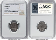 Philip IV Cob Real 1653 P-E Clipped NGC, Potosi mint, KM13. 2.67gm. PH below crown variety. HID09801242017 © 2024 Heritage Auctions | All Rights Reser...