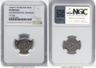 Philip IV Cob Real 1654 P-E VF Details (Environmental Damage) NGC, Potosi mint, KM13, Cal-756. 3.12gm. PH below crown variety. Two dates visible. HID0...