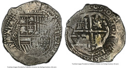 Philip IV Countermarked "Capitana" 7-1/2 Reales ND (1651-1652) E/o-E/o VF25 PCGS, Potosi mint, KM-C19.2. 24.29gm. Type G Countermark (VF Detail) Crown...
