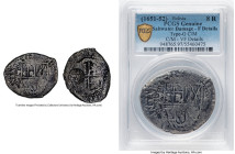 Philip IV Counterstamped Cob 7-1/2 Reales ND (1651-1652) P-E Fine Details (Environmental Damage) PCGS, Potosi mint, KM-C19.22, c.f. KM19b (host). Coun...