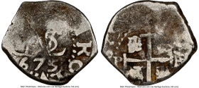 Charles II Pair of Certified Cob 1/2 Reales NGC, 1) Cob 1/2 Real 1675-P F15 NGC, 2.82gm 2) Cob 1/2 Real 1684-P VF Details (Saltwater Damage) NGC, 2.14...