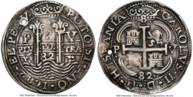 Charles II "Royal" 8 Reales 1682 P-V XF Details (Holed) NGC, Potosi mint, KM-R26 (Rare), Cal-678. 26.50gm. A broad-flan Royal with full defined motifs...