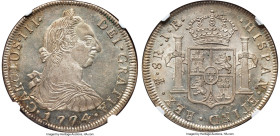 Charles III 8 Reales 1774 PTS-JR MS64 NGC, Potosi mint, KM55, Cal-1170. An challenging type to locate in higher Mint State assignments, presented here...