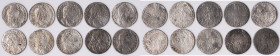 William III 10-Piece Lot of Uncertified "Association" Shillings XF (Saltwater Effect), Salvaged from the Association (sunk in 1707 off the isles of Sc...