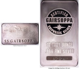 "S.S. Gairsoppa" silver Bar of 10 Ounces ND UNC, Salvaged from the "S.S. Gairsoppa (sunk in 1941 off the coast of Ireland). Serial number A01914. A he...