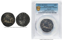 Charles & Johanna "Late Series" 2 Reales ND (1541-1542) M-G VF Details (Environmental Damage) PCGS, Mexico City mint, Cal-88. 6.61gm. According to con...