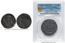 Charles & Johanna "Early Series" 4 Reales ND (1636-1638) M-P/R XF Details (Saltwater Damage) PCGS, Mexico City mint, Cal-117, Nesmith-Unl. 13.58gm. A ...