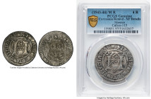 Charles & Johanna "Late Series" 4 Reales ND (1543-1544) M-R XF Details (Corrosion Removed) PCGS, Mexico City mint, Cal-115. Margins remain distinct an...