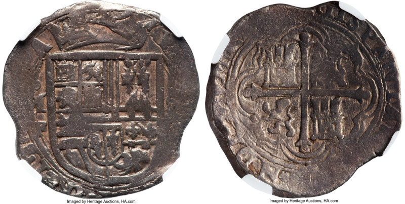 Philip II Cob 8 Reales (1589-1598) Mo-F VF35 NGC, Mexico City mint, Cal-664. 27....