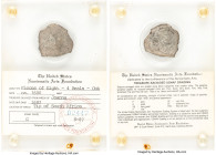 Charles II "Joanna" Cob 4 Reales ND (1678-1682) Mo-L XF (Shipwreck Effect), Mexico City mint, KM39. Encased in a 1987 COA. Salvaged from the "Joanna" ...