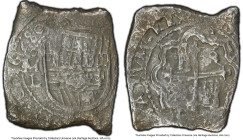 Charles II Cob 8 Reales 1680 Mo-L Fine Details (Saltwater Damage) PCGS, Mexico City mint, KM46, Cal-641. 22.71gm. Displaying a full date, alongside cr...