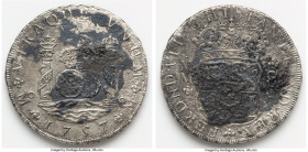 Ferdinand VI "La Auguste" 8 Reales 1757 Mo-MF AU (Shipwreck Effect), Mexico City mint, KM104.2, Cal-493. Accompanied by COA. Salvaged from the "La Aug...