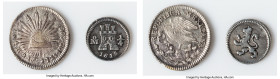 2-Piece Lot of Assorted Issues, 1) Republic "Hookneck" 1/2 Reales 1824 Mo-JM - VF, Mexico City mint, KM369. 2) Ferdinand VII 1/4 Real 1815-Mo - XF, Me...